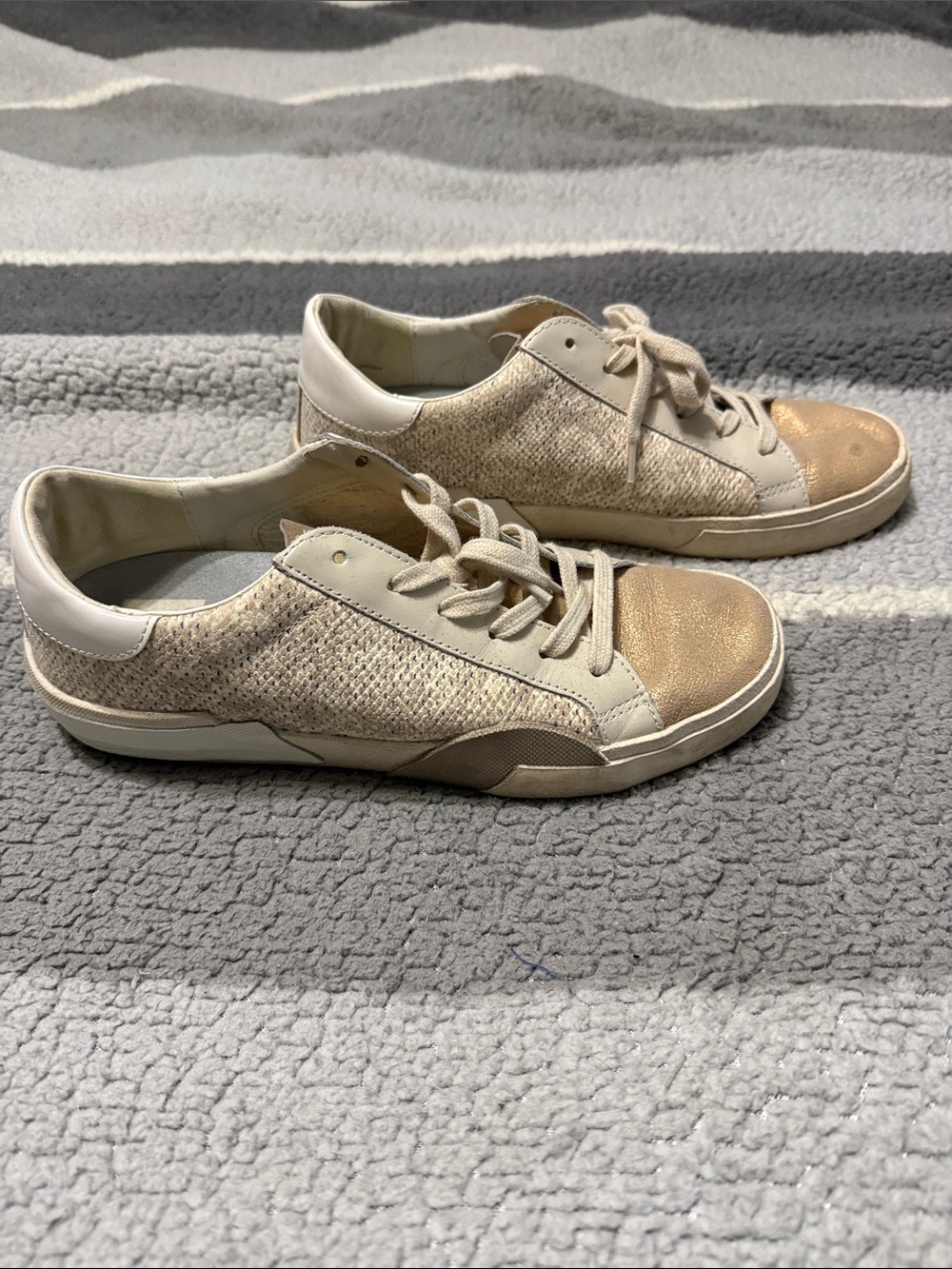 Dolce Vita Metallic Gold and Cream Lace-Up Sneakers - Picture 4 of 7
